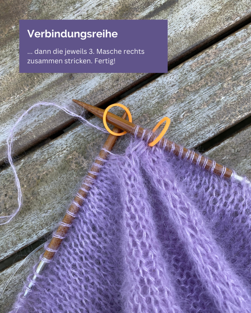 3 Randmaschen zusammen stricken